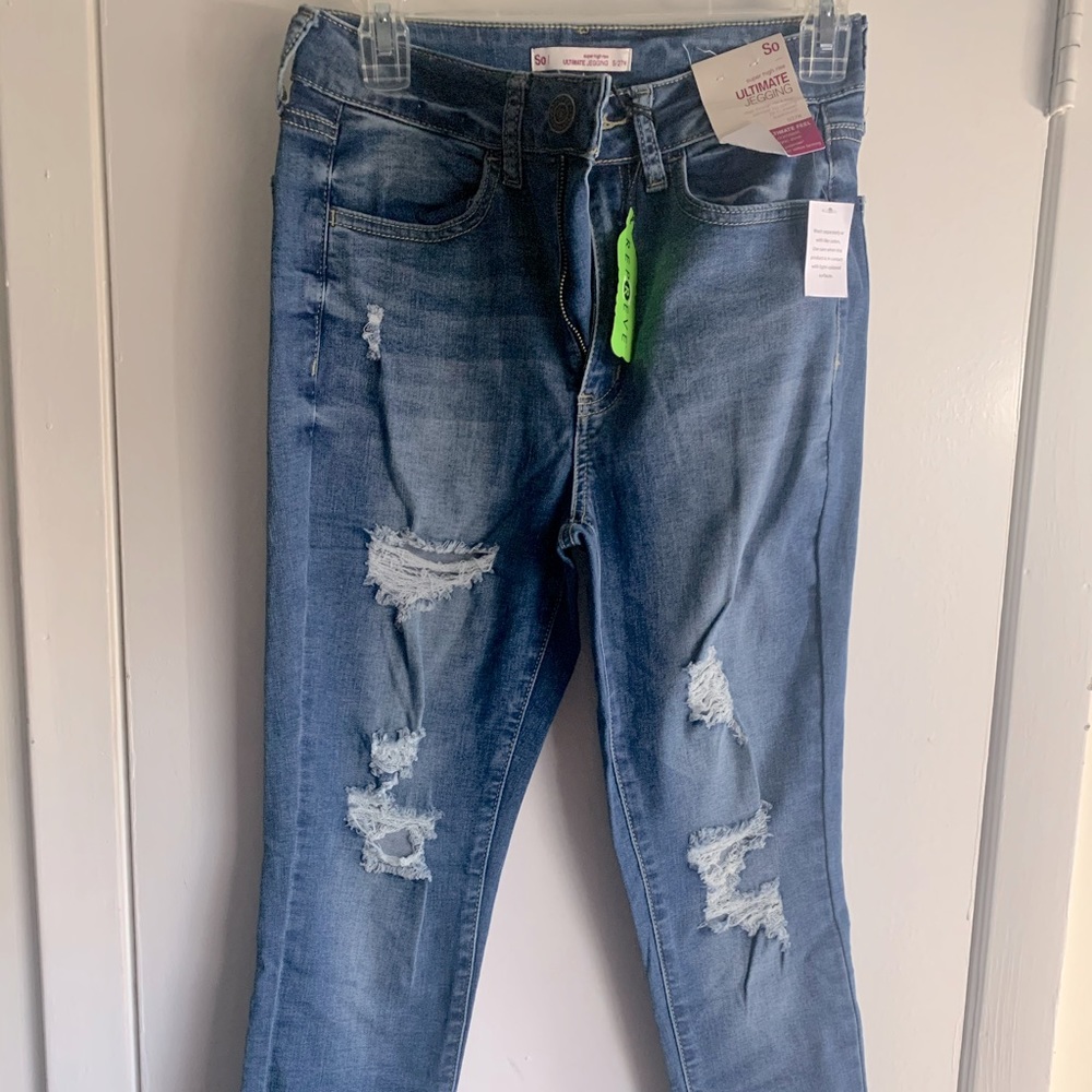 distressed high rise skinny jean